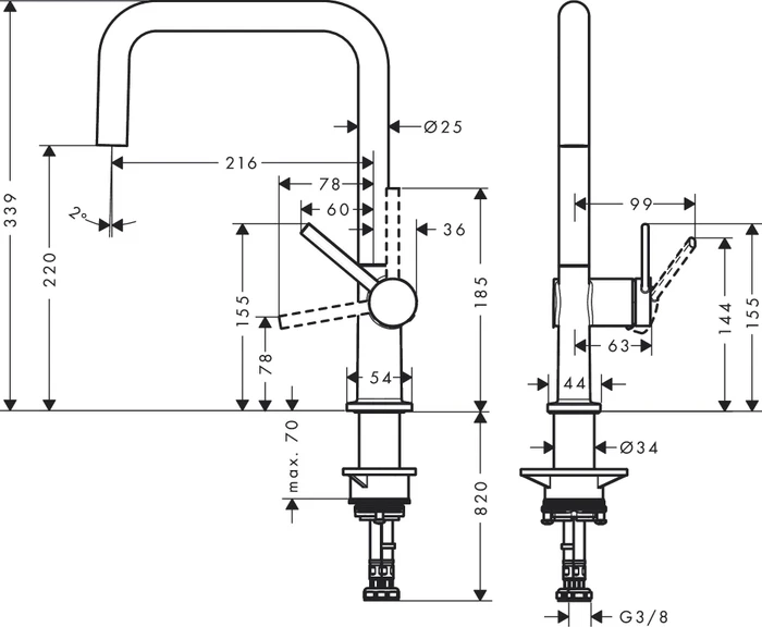 Hansgrohe Talis M54 U 220 1jet mattschwarz