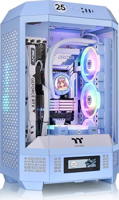 Thermaltake The Tower 300 Hydrangea Blue, blau, Glasfenster