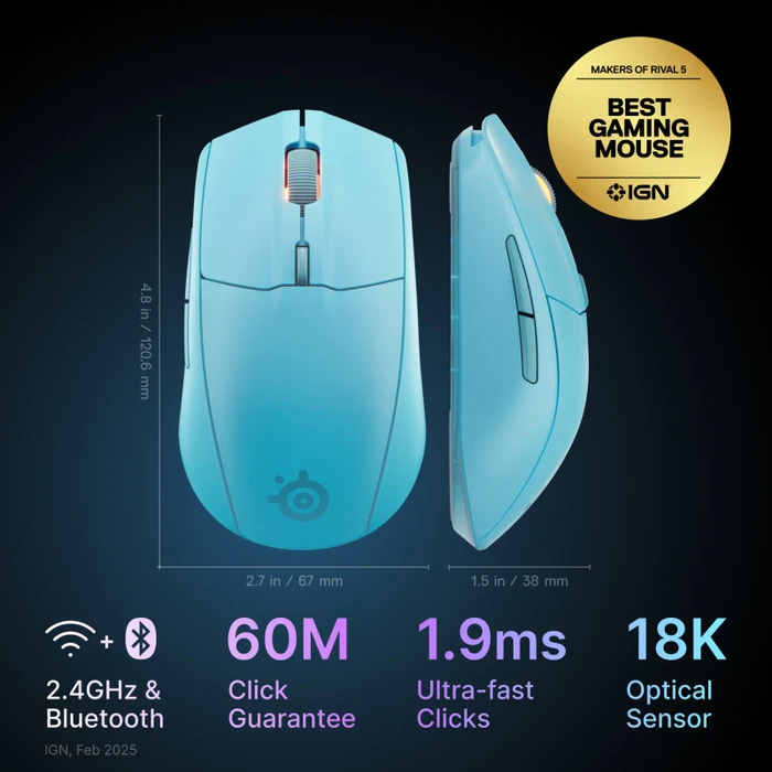SteelSeries Rival 3 Wireless Gen 2, türkis, USB/Bluetooth
