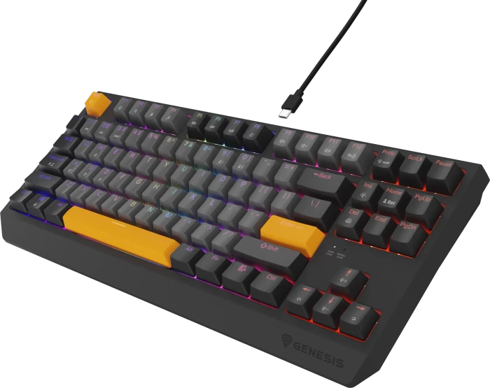 Genesis Thor 230 TKL, Anchor Gray Negative, LEDs RGB, hot-swap, Outemu Red, USB, US
