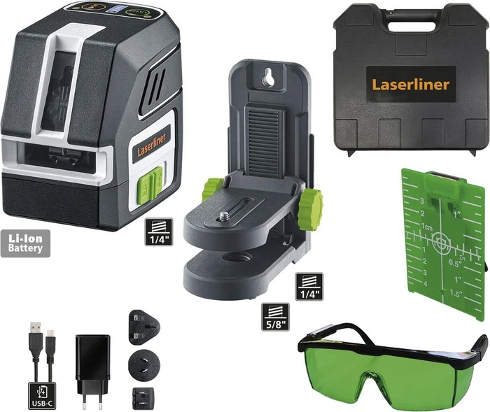 Laserliner PocketCross-Laser 2G Hybrid Akku-/Elektro-Laser-Entfernungsmesser inkl. Koffer + Akku 3.6Ah