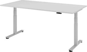 Hammerbacher Ergonomic Aktiv XDSM2E/5/S elektrisch höhenverstellbarer Sitz-Steh-Schreibtisch 200x100cm grau/silber