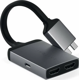 Satechi 4K 60Hz 2x USB-C auf Dual HDMI Adapter, space gray