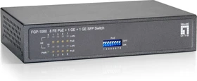 LevelOne FGP-1000 Desktop Switch, 9x RJ-45, 1x SFP, 115W PoE+ (FGP-1000 / 520831)