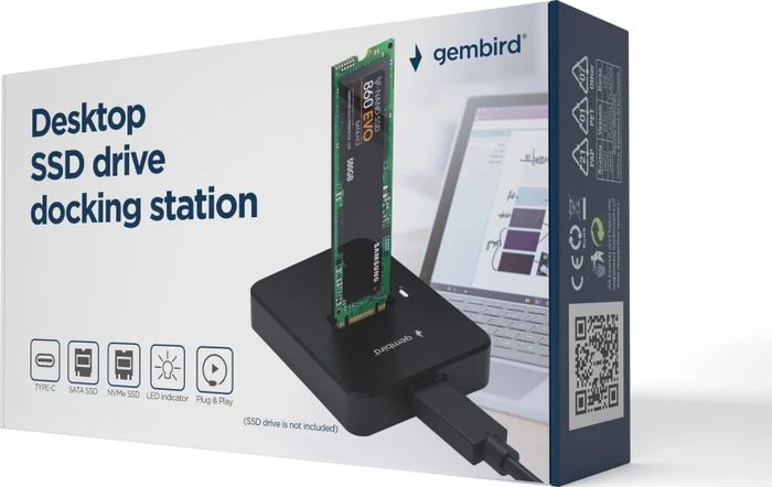 Gembird Dockingstation, M.2 NVMe/SATA, 1-Port, USB-C 3.1
