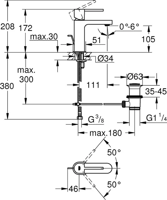 Grohe Plus Einhand-Waschbeckenarmatur 1/2" S-Size supersteel