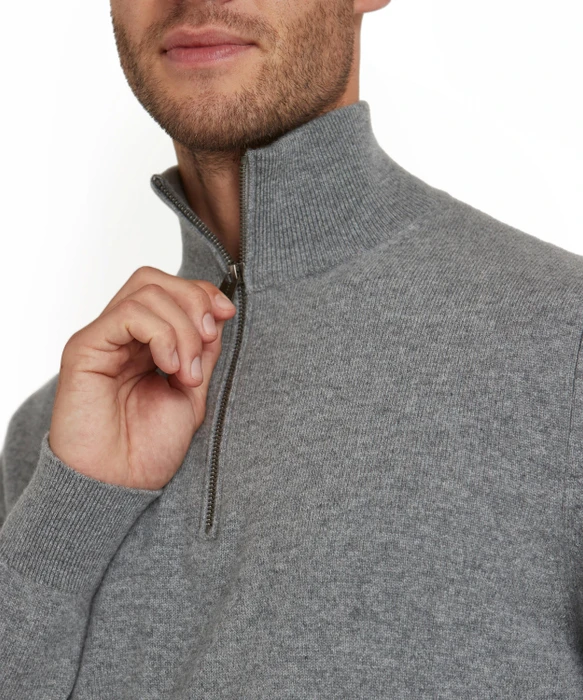Falke Luxury Troyer Pullover light greymel. (Herren)