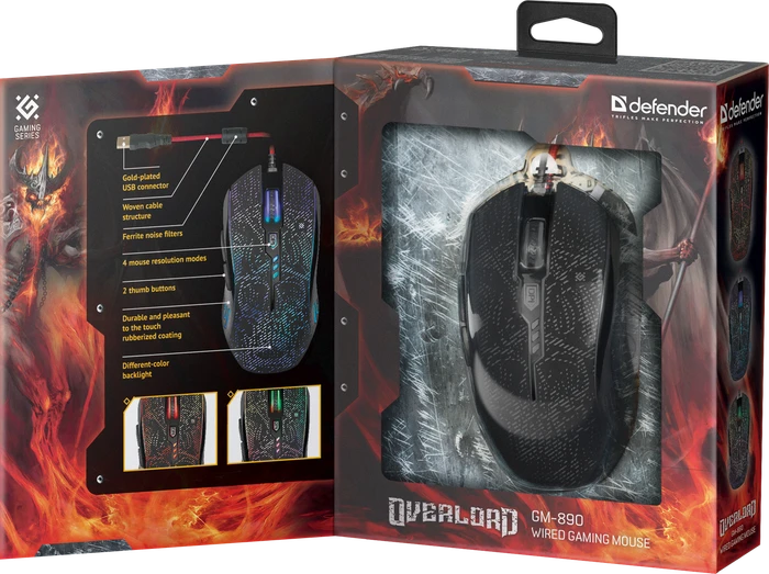 Defender OverLord GM-890 RGB Gaming Mouse schwarz, USB
