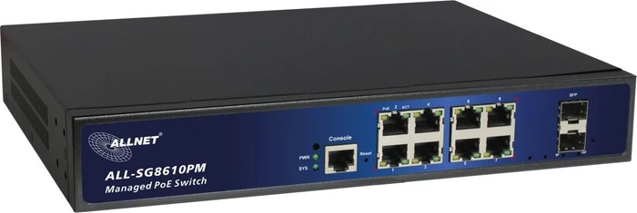 Allnet SG86 Rackmount Gigabit Managed Switch, 8x RJ-45, 2x SFP, 130W PoE+