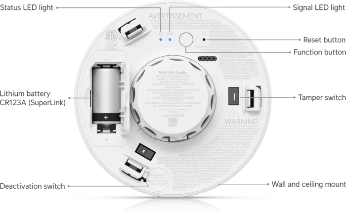 Ubiquiti Rauch- und Kohlemmonoxidmelder, weiß