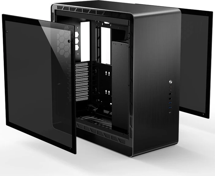 Jonsbo UMX6, schwarz, Glasfenster