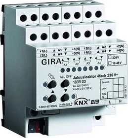 Gira KNX Jalousieaktor 4-fach 230V, 6A, 4TE REG, Schaltaktor (1039 00)