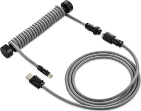 Sharkoon Skiller SGK50 Aviator Cable Set, USB-C [Stecker] auf USB-A [Stecker], Tastaturkabel (Spiral-Textilkabel), 1.85m, schwarz/grau