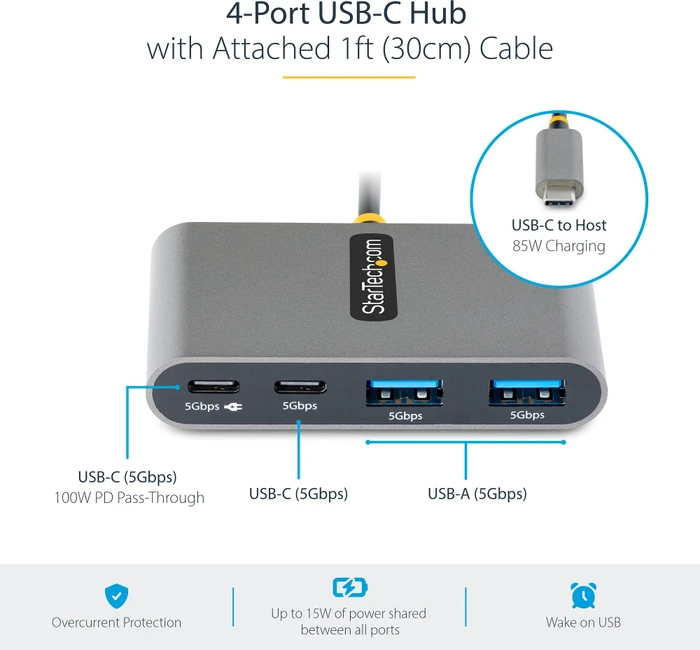 StarTech USB-Hub, 2x USB-C 3.0, 2x USB-A 3.0, USB-C 3.0 [Stecker]