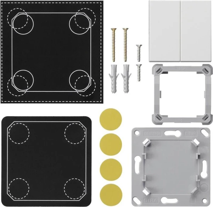 Gira EnOcean Funk-Wandsender für System 55 2-fach, reinweiß glänzend, Montageset ohne Platine
