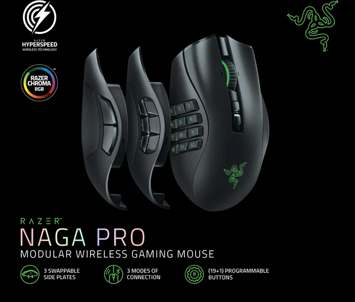 Razer Naga Pro Wireless, USB/Bluetooth