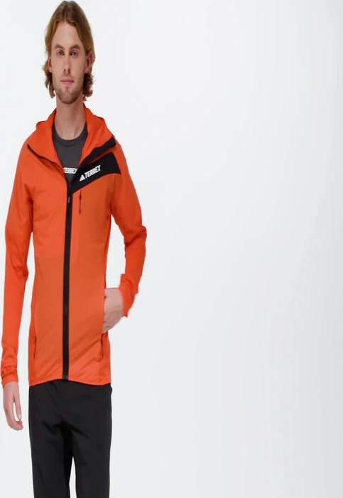 adidas Terrex Techrock Hooded Wind Fleece Jacke semi impact orange (Herren)