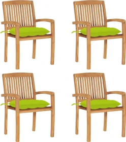 vidaXL Teak Stapelsessel knallgrün, 4 Stück