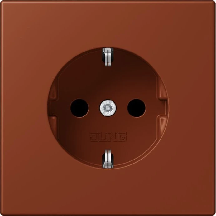 Jung SCHUKO-Steckdose, 16 A 250 V ~, Schraubklemmen, Duroplast lackiert, Serie LS, terre sienne brûlée 59