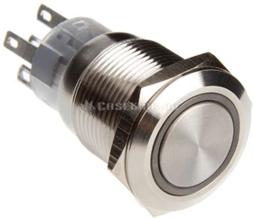 DimasTech Druckschalter silber 19mm, orange beleuchtet ring, vandalismusgeschützt