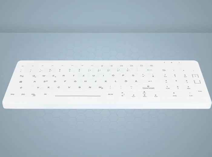 Contour Design Active Key kompakte Hygiene-Tastatur mit Nummernblock, weiß, LEDs grün, wischdesinfizierbar, USB, DE