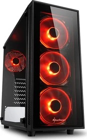 Sharkoon TG4 Red, Glasfenster, Lüfter LED rot