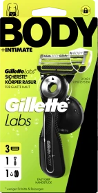 Gillette Labs Body + Intimate Rasierer + 3 Wechselklingen + Duschhalterung