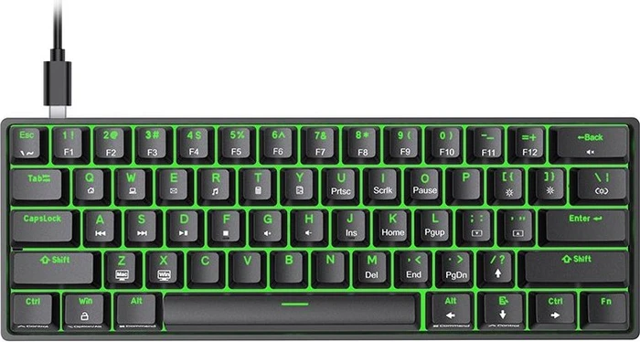 Dierya DK61SE, schwarz, LEDs grün, BROWN Switches, USB, US