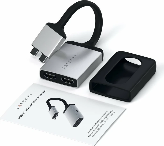Satechi 4K 60Hz 2x USB-C auf Dual HDMI Adapter, silver