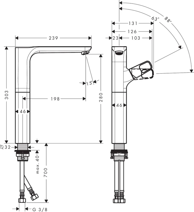 Hansgrohe Axor Urquiola Einhebel-Waschtischmischer 280 mit Ablaufgarnitur chrom