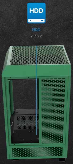 Thermaltake The Tower 100 Racing Green, grün, Glasfenster, Mini-ITX