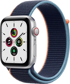 Apple Watch SE (GPS + Cellular) 44mm silber mit Sport Loop dunkelmarine