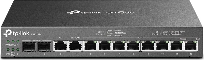 TP-Link Omada ER7212PC Gigabit Router, 10x RJ-45, 2x SFP, 110W PoE+