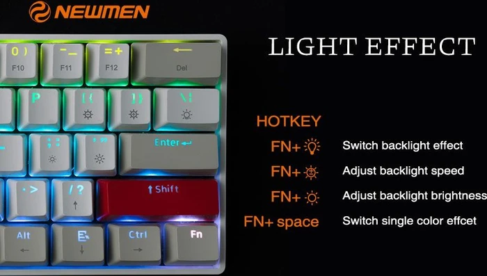 Newmen GM610 60% Wireless Mechanical Gaming Keyboard, LEDs RGB, Outemu Red, USB/Bluetooth, US
