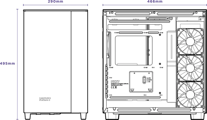 NZXT H9 Flow Black, schwarz, Glasfenster