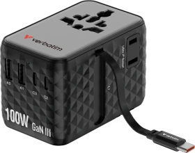 Verbatim Charge 'n' Travel GaN III Universal-Reiseadapter 100W grau/schwarz