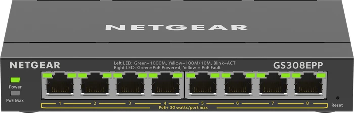 Netgear SOHO GS300 Desktop Gigabit Smart Switch, 8x RJ-45, 123W PoE+