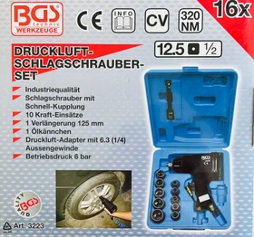 BGS technic Druckluft-Schlagschrauber inkl. Koffer + Zubehör