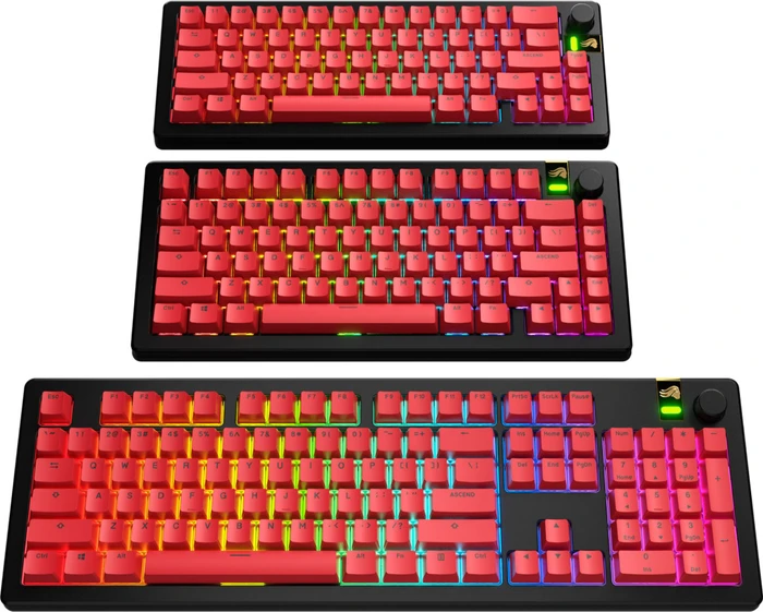 Glorious GPBT Basics Keycaps, Kunststoff (PBT), Revive Red, rot, 130 Tasten, ANSI-US
