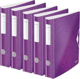 Leitz Qualitäts Ordner 2-Ring 180° Active WOW, 65mm, A4, violett, 5er-Pack