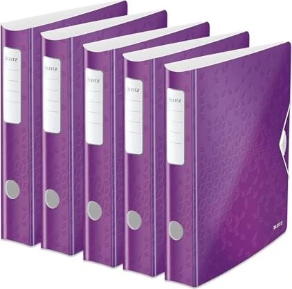 Leitz Qualitäts Ordner 2-Ring 180° Active WOW, 65mm, A4, violett, 5er-Pack