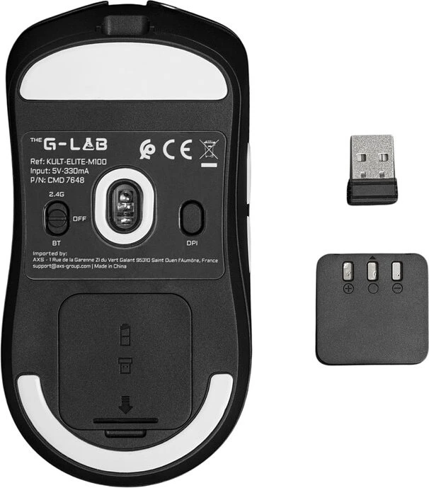 The G-Lab Kult Elite M100 Wireless Gaming Mouse, schwarz, USB/Bluetooth
