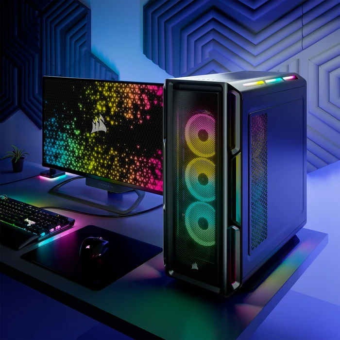 Corsair iCue 5000T RGB TG, schwarz, Glasfenster
