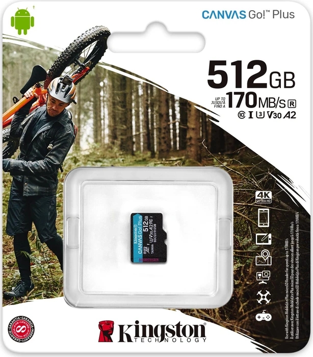 Kingston Canvas Go! Plus R170/W90 512GB, UHS-I U3, A2, Class 10