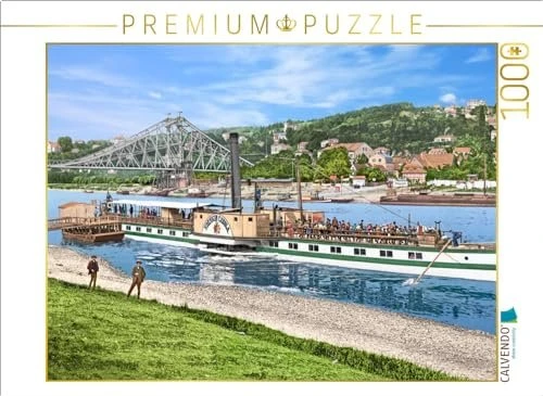 Calvendo Dresden - Raddampfer bei Blasewitz mit Blick auf Roschwitz um 1900