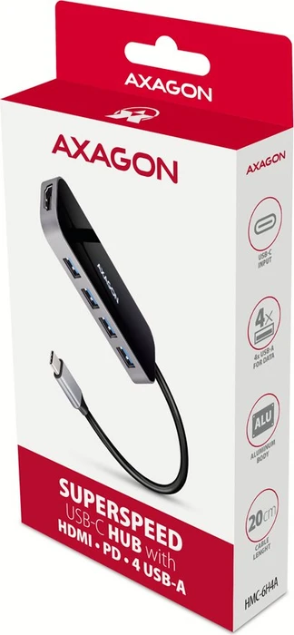 Axagon 6in1 USB-C Combo Hub, USB-C 3.0 [Stecker]