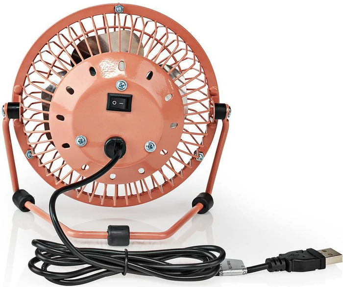 Nedis FNDK1PK10 USB Mini Tischventilator aus Metall 10cm rosa