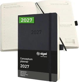 Sigel Conceptum Tageskalender 2027, A5, Softcover, schwarz, 400 Blatt