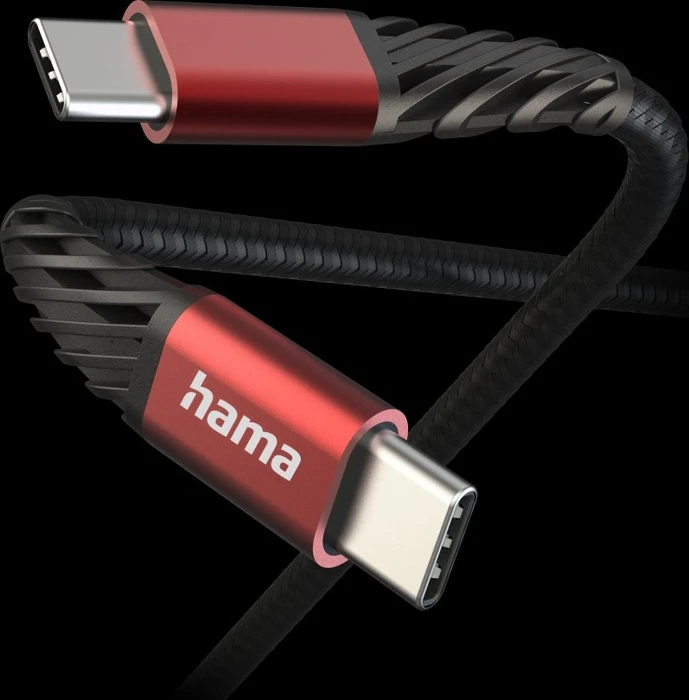 Hama Ladekabel Extreme USB-C/USB-C 1.5m Nylon schwarz/rot