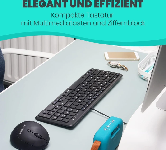 Perixx Periboard-213, schwarz, USB, DE